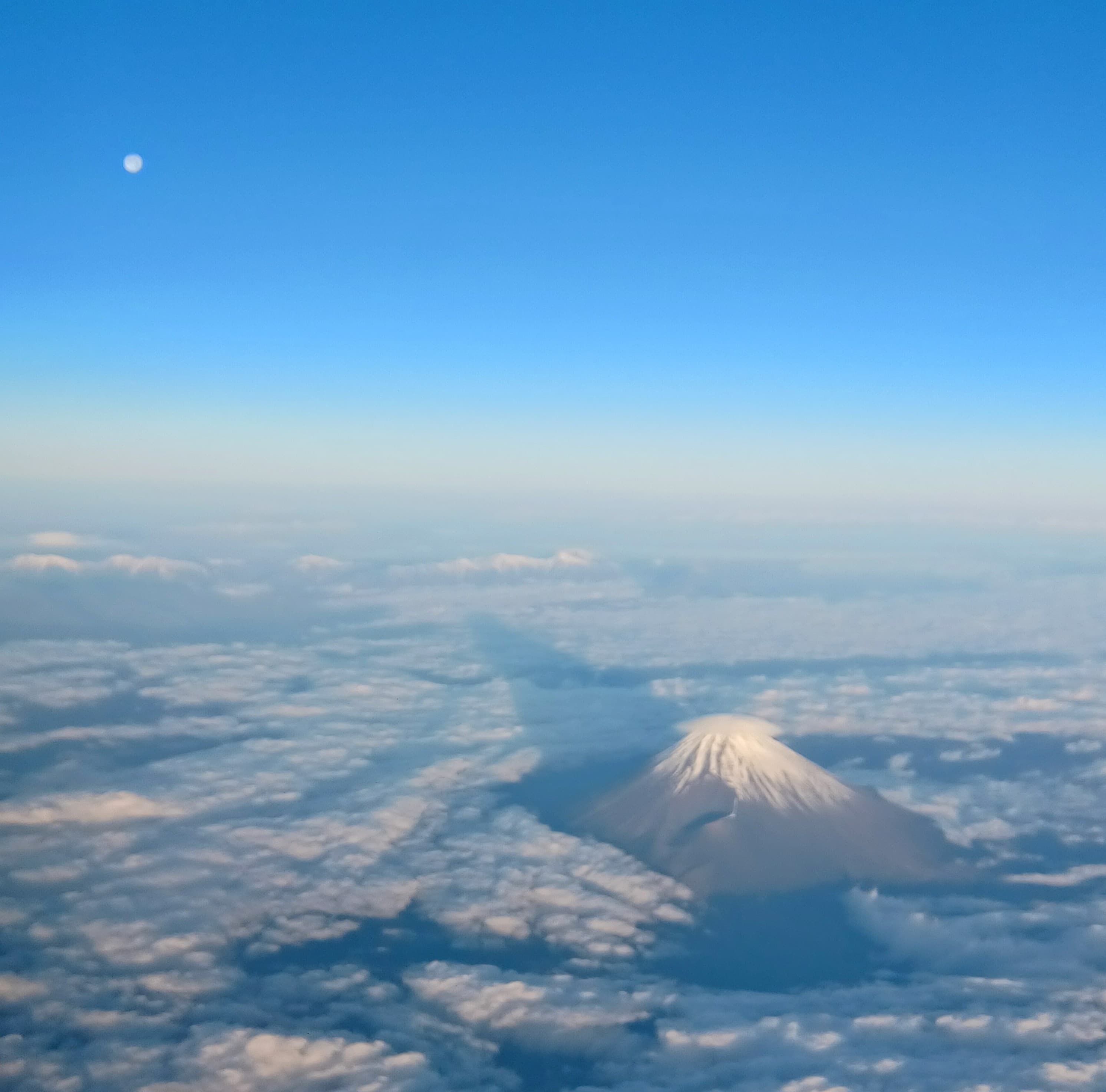 Mount Fuji aerial view over clouds Japan